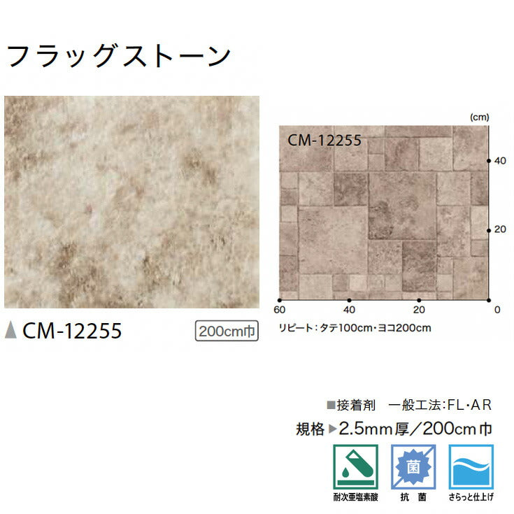 サンゲツ 店舗用クッションフロア CM12255 ストーン・石目柄