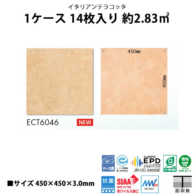 【シール式】東リ フロアタイル 石目ストーン イタリアンテラコッタ ECT6046N