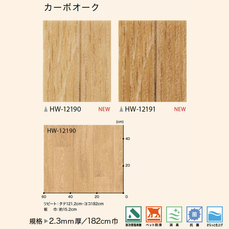 サンゲツ 家庭用クッションフロア HW12190-HW12191 機能性・犬猫ペット向け
