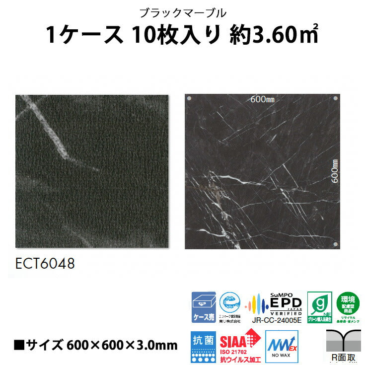 【シール式】東リ フロアタイル 石目ストーン ブラックマーブル ECT6048N
